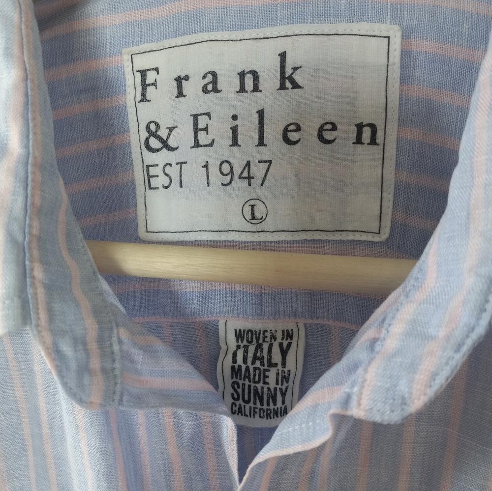 Frank & Eileen Barry Linen Blue Pink Stripe L - Picture 2 of 13